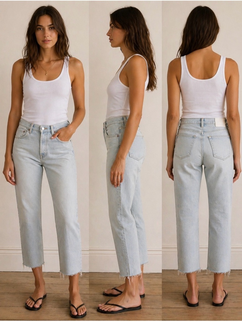 NWT RE/DONE Easy Straight Crop Jeans Light Wash, Size 31